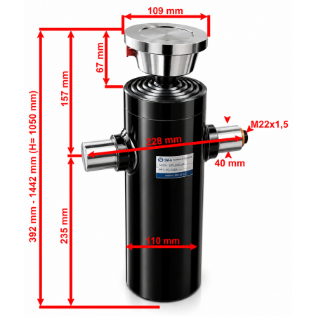 SIŁOWNIK HYDRAULICZNY WYWROTU PRZYCZEPY ST-5 1050 6T